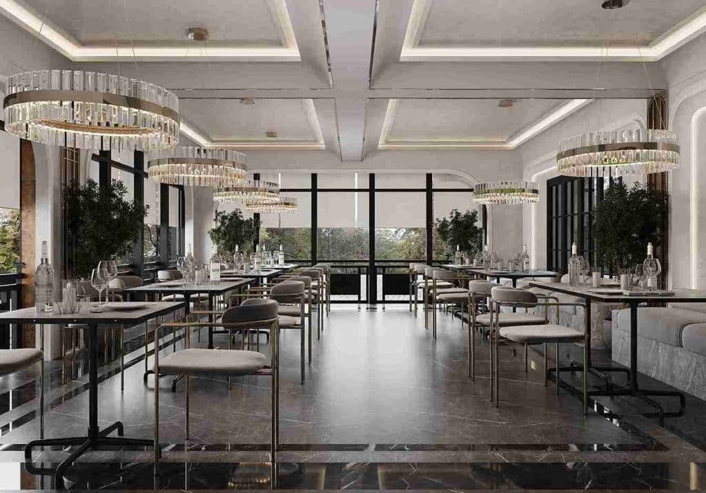 desain interior cafe modern minimalis