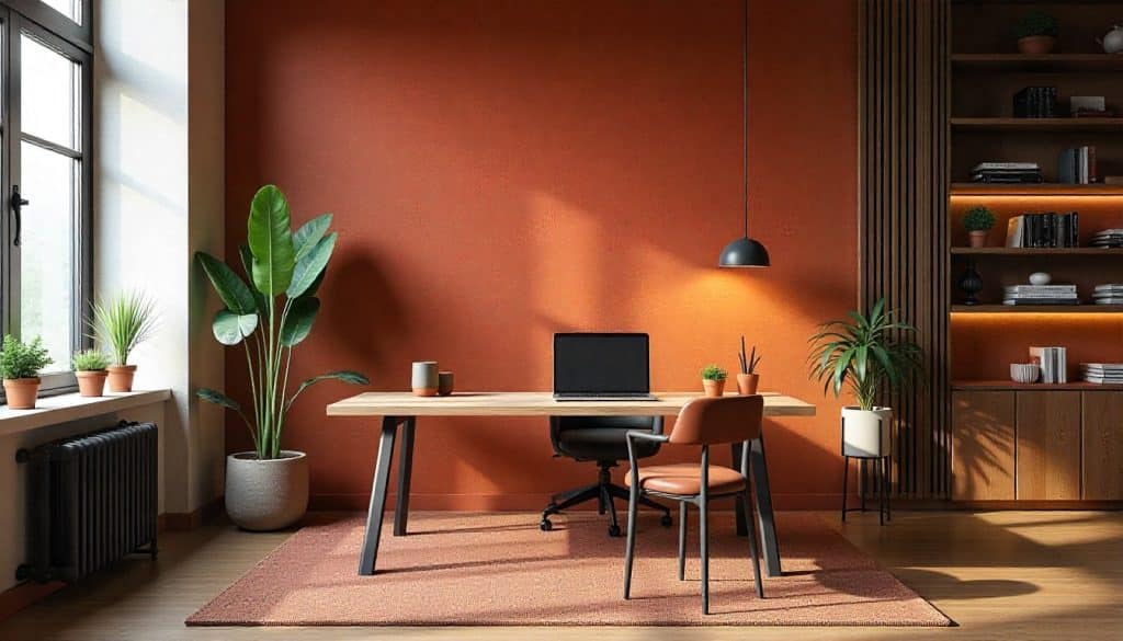 Cat kantor warna terracotta