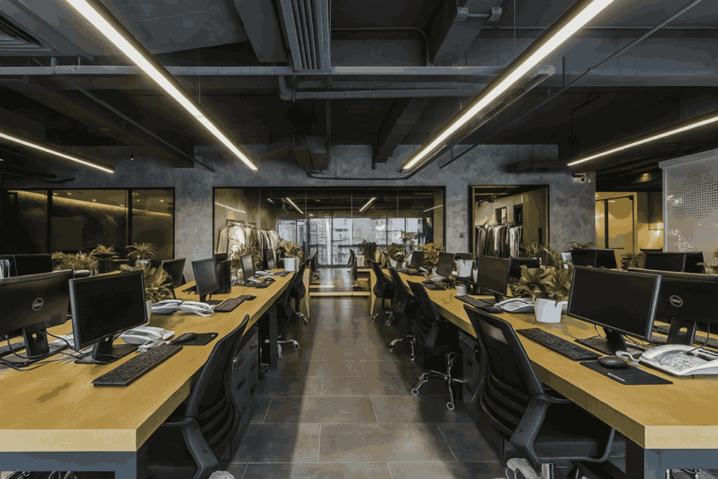desain kantor industrial minimalis